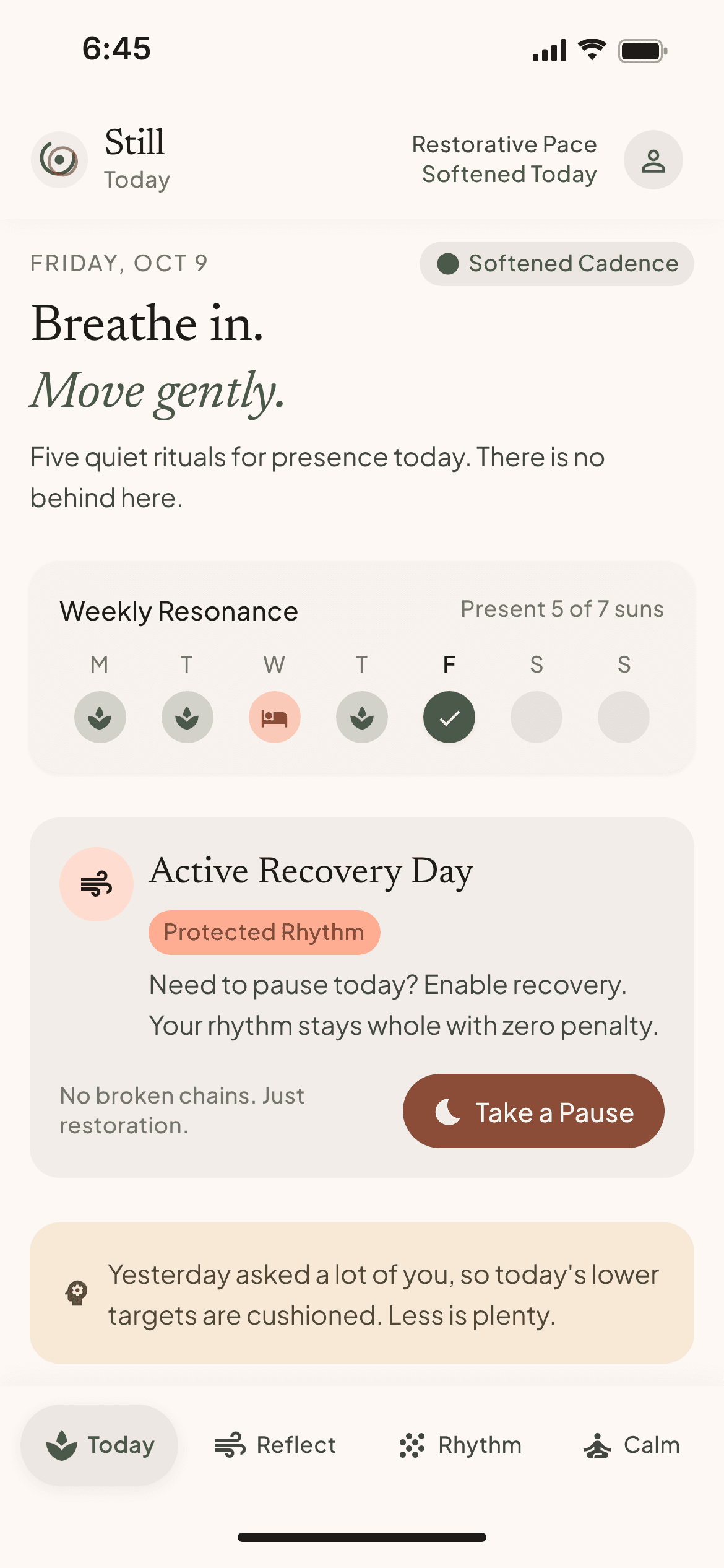 Still app today screen